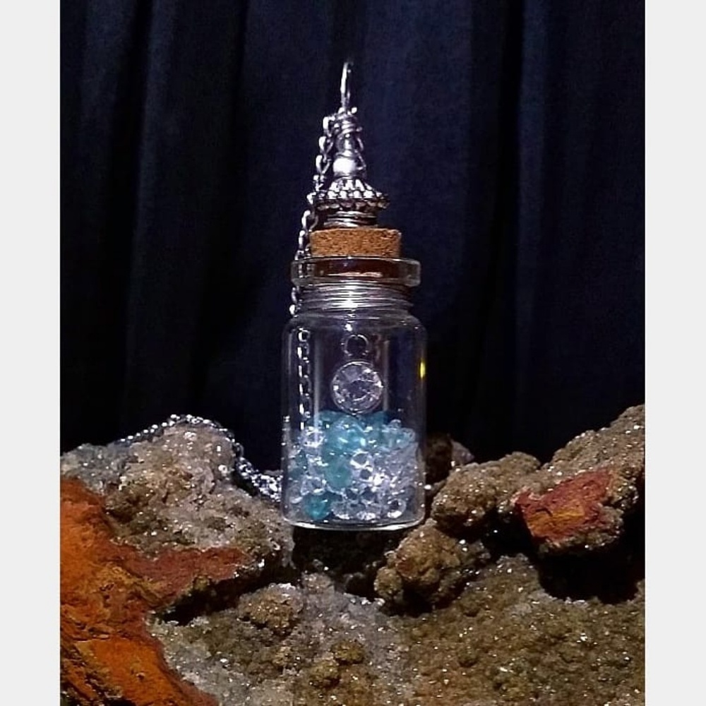 BLUE APATITE CRYSTAL GLASS VIAL 💎